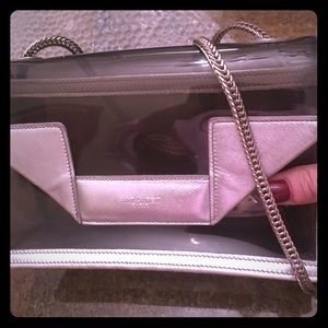 YVES ST LAURENT SILVER LEATHER CLEAR PVC BETTY BAG